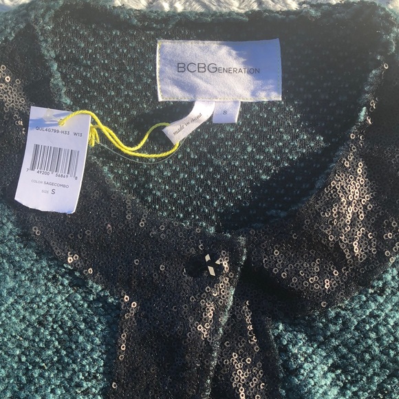 BCBGeneration Rare Sequin Raw Edge Witchy Lagenlook Cardigan Sz S - Picture 4 of 8